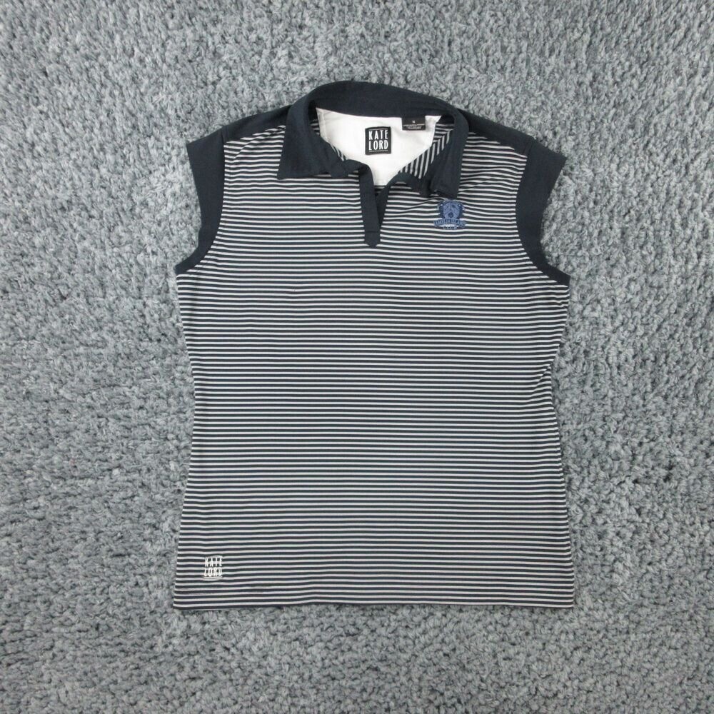 Kate Lord Shirt Womens Medium Blue White Striped Amelia Island Golf Pullover